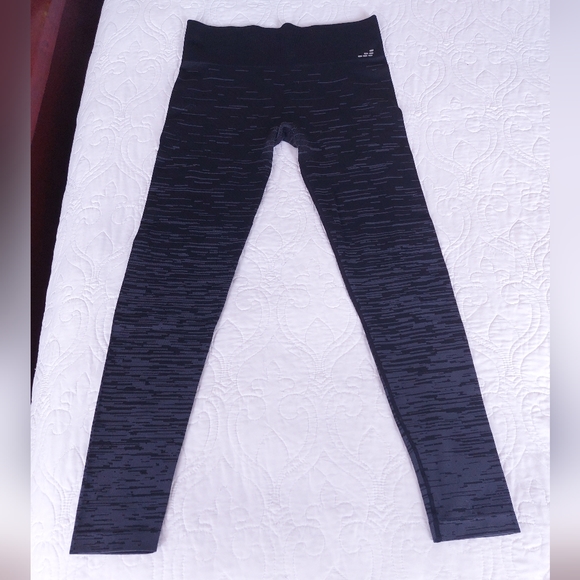 BCG - Black Leggings Gray Dashes Stretchy - Picture 1 of 8